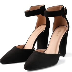 Ninetin Gel High Heels.Chunky Heel Pointed Closed Toe Pump Shoes